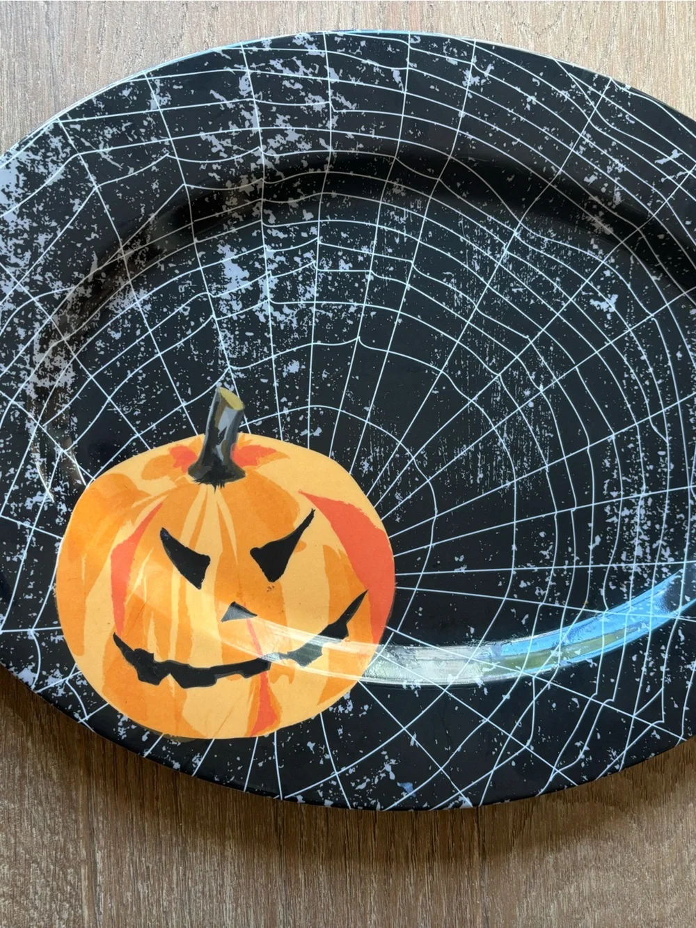 Halloween Jack-O'-Lantern large serving Party Plater - Black and Orange